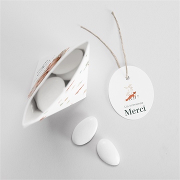 Boîte de dragées baptême forêt étui - Intérieur de la boîte