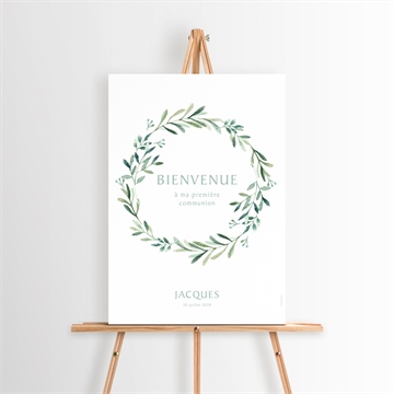 Panneau bienvenue végétal et dorure carré