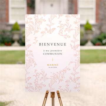 Panneau bienvenue gravures végétales mignonette