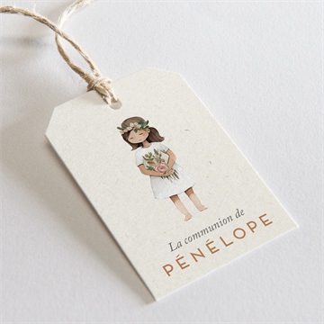 Etiquette communion petite fille argent