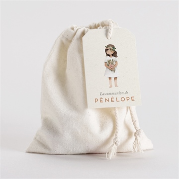 Pochon communion petite fille argent