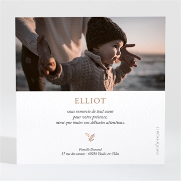 Remerciement baptême le renard - Dos de la carte