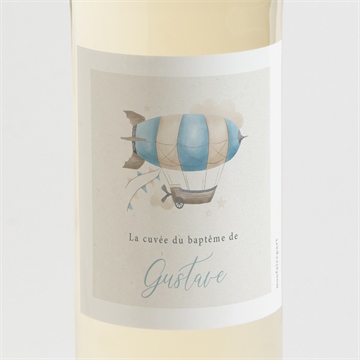 Etiquette de bouteille baptême ma montgolfière
