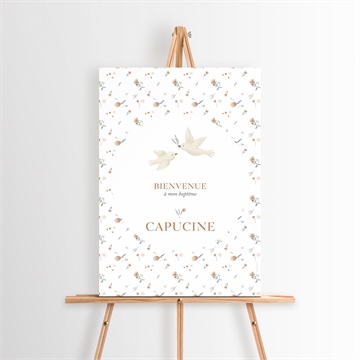Panneau bienvenue douces colombes or