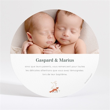 Remerciement baptême forêt - Dos du faire-part