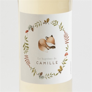 Etiquette de bouteille baptême renardeau