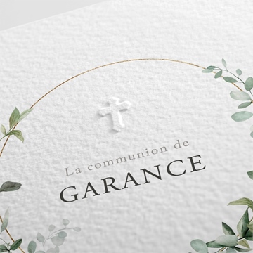 Faire-part communion gravée au coeur - Détail du faire-part