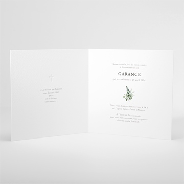 Faire-part communion gravée au coeur - Intérieur du faire-part