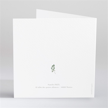 Faire-part communion gravée au coeur - Dos du faire-part