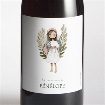 Etiquette de bouteille communion jolie bohème