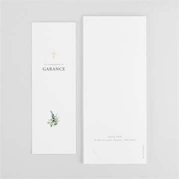 Faire-part communion gravée au coeur photomaton - Dos du faire-part