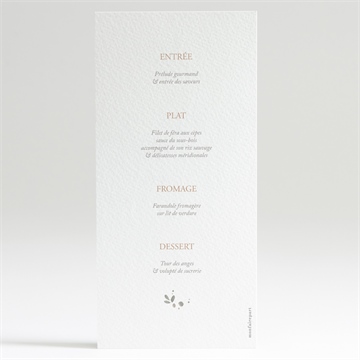 Menu communion beauté au naturel - Dos du menu