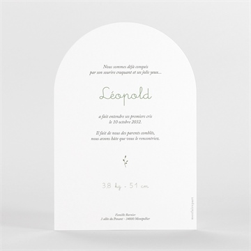 Faire-part naissance écureuil arche - Dos du faire-part