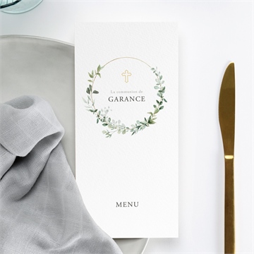 Menu communion gravée au coeur