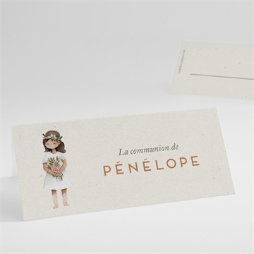 Marque-place communion petite fille argent