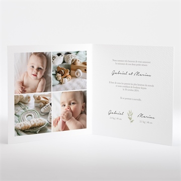 Faire-part naissance bodys jumeaux - Intérieur du faire-part