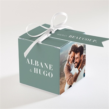 Boîte de dragées mariage annonce minimaliste