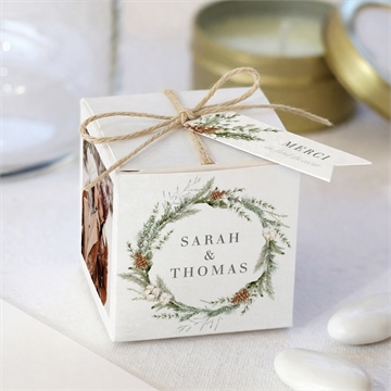 Boîte de dragées mariage noël