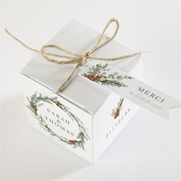 Boîte de dragées mariage noël - Dessus de la boîte