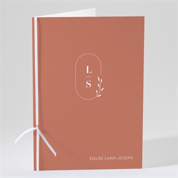 Livret de messe mariage terracotta initiales