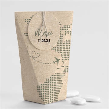 Boîte de dragées mariage billet d'avion étui