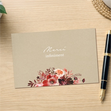 Remerciement décès fleurs automnales paysage