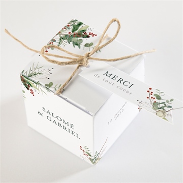 Boîte de dragées mariage thème noël - Dessus de la boîte