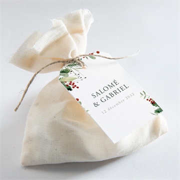 Etiquette mariage thème noël - Mise en situation