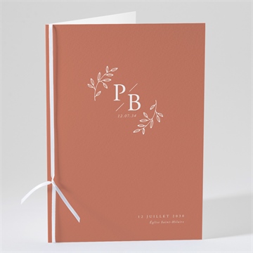 Livret de messe mariage douce terracotta avec graines