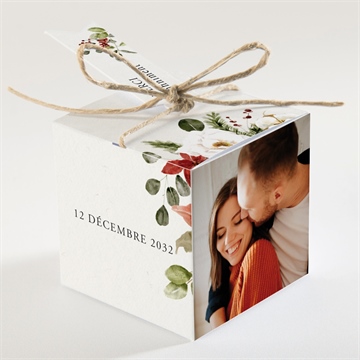 Boîte de dragées mariage fleurs d'hiver - Dos de la boîte