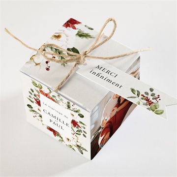 Boîte de dragées mariage fleurs d'hiver - Dessus de la boîte