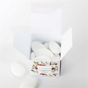 Boîte de dragées mariage fleurs d'hiver - Intérieur de la boîte