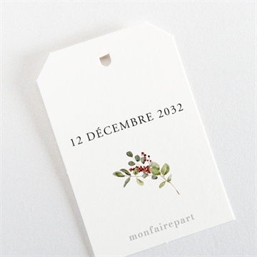 Etiquette mariage fleurs d'hiver - Dos de l'étiquette