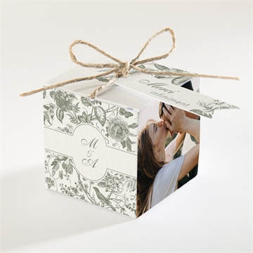 Boîte de dragées mariage romance portrait dorure