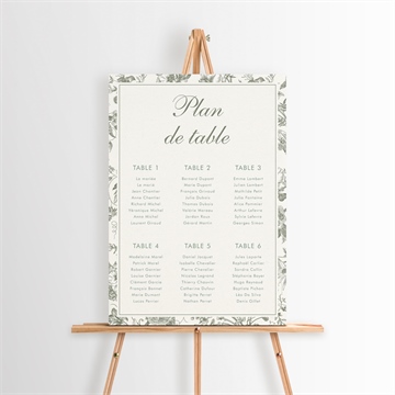 Plan de table mariage romance portrait dorure