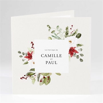 Faire-part mariage en rouge et blanc plié