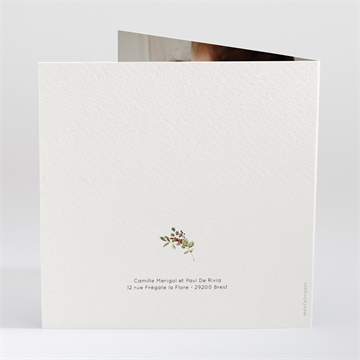 Faire-part mariage en rouge et blanc plié - Dos du faire-part