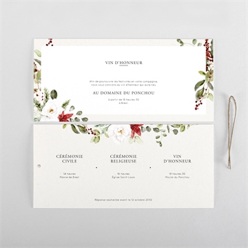 Faire-part mariage en rouge et blanc pochette duo - Cartes intérieures verso