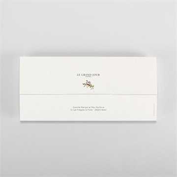 Faire-part mariage en rouge et blanc pochette duo - Dos du faire-part