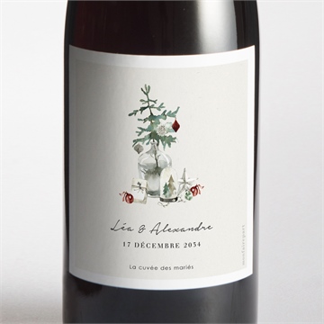 Etiquette de bouteille mariage en hiver