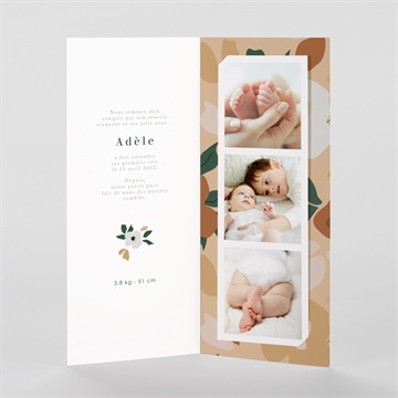 Faire-part naissance fleurs vintage photomaton - Intérieur du faire-part