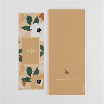 Faire-part naissance fleurs vintage photomaton - Dos du faire-part