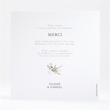 Remerciement mariage thème noël dorure - Dos de la carte