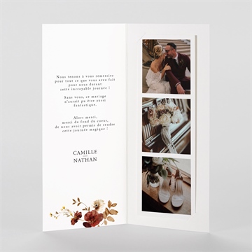Remerciement mariage en automne photomaton - Intérieur du faire-part