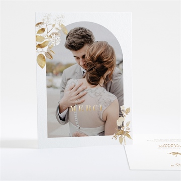 Remerciement mariage délicatesse végétale dorure