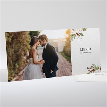 Remerciement mariage en rouge et blanc paysage