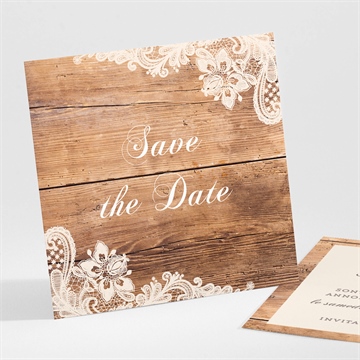 Save the Date mariage boisé dorure