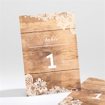 Numéro de table mariage boisé dorure