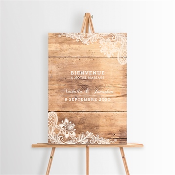 Panneau bienvenue boisé dorure