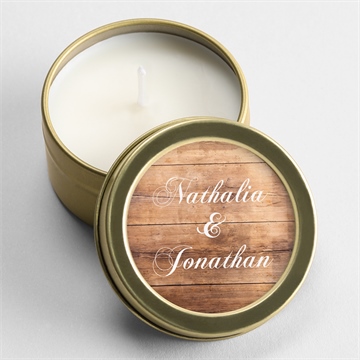 Bougie mariage boisé dorure